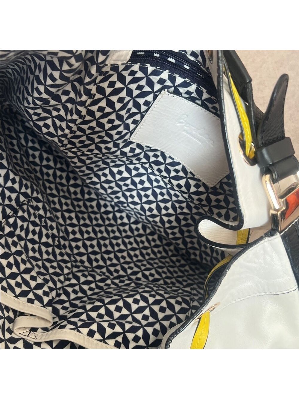 Boden Leather Shoulder Bag White Black Yellow Women's - Picture 5 of 5